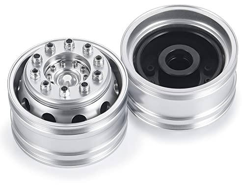 2 Stück Aluminium Vorne Beadlock Radnaben RC Felgen für 1/14 Tami-ya Trailer Zugmaschine Fracht LKW Upgrade-Teile,A