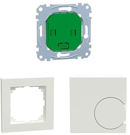 Schneider Electric Merten MEG5777-0000 Connected Raumtemperaturregler-Einsatz Zigbee + MEG4010-3619 M-Pure Rahmen 1-fach, Polarweiß + MEG5779-0319 Smart Home Connected Raumtemperaturregler-MODUL