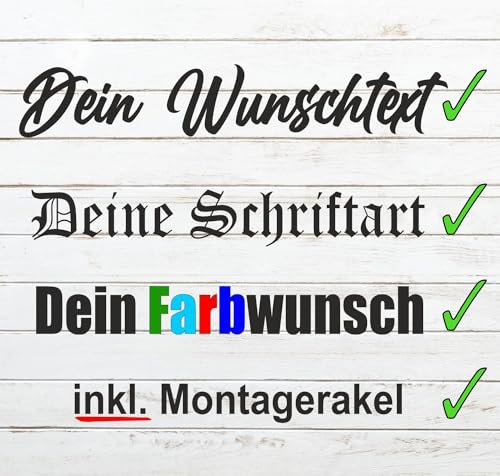 Wunschtext Aufkleber - selber gestalten mit Vorschau- Rakel inklusiv -BLITZSCHNELL Auto Motorrad Fahrrad Boot-für jede glatte Fläche 10cm bis 150cm Länge Buchstaben Autoaufkleber Sticker Text