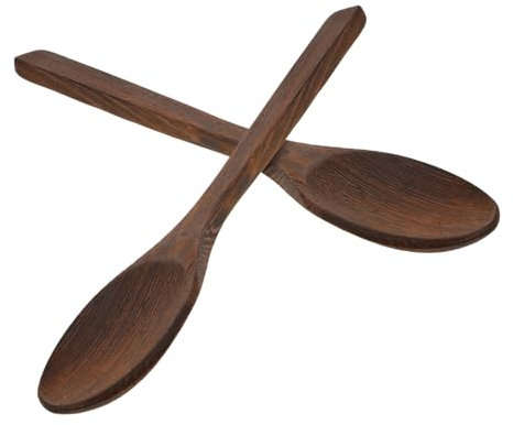 TOPBATHY 2pcs Wooden Spoon Dessert Salad Spoon Dessert Stirring Spoon Wooden Tea Spoons Home Wood Spoons Soup Spoon Reusable Stirring Spoon Dessert Spoon Honey Spoon Wooden Small Spoons