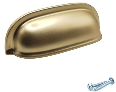 M4TEC Cup Kitchen Cupboard Door Handles, Kitchen Cabinet Door Handles, and Drawers, Bedroom Furniture Brushed Brass Pull Handles - VG5 Series: 64 mm