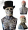 BARVERE Halloween Maske Horror, Totenkopf Latexmaske mit Beweglichem Kiefer, Schädeldecke und Vollkopf 3D Skelett Maske für Cosplay Halloween Party Totenkopf Kopfbedeckung