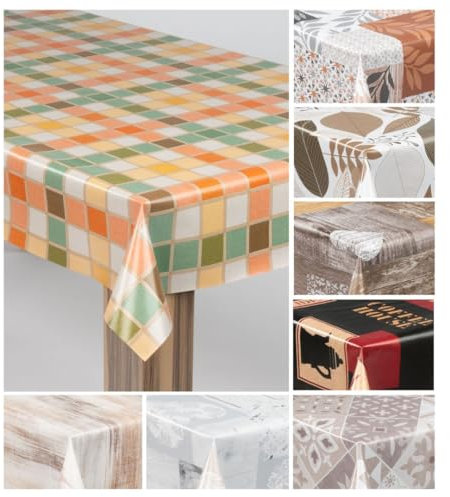 laro Wachstuch-Tischdecke Wachstischdecke Gartentischdecke, Muster:Karo Bunt, Größe:110x160