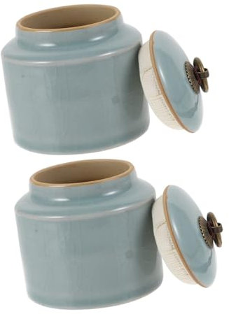 Mikinona 2piezas Frascos De Almacenamiento De Cerámica Para Té y Cereal Recipientes Sellados De Oficina y Cocina Para Hogares Restaurantes y Cafés