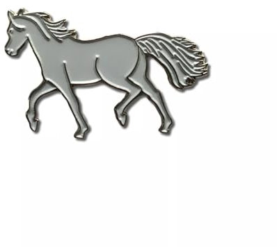 GBJUK Anstecknadel mit grauem Pferd, Emaille, Revers, Metall
