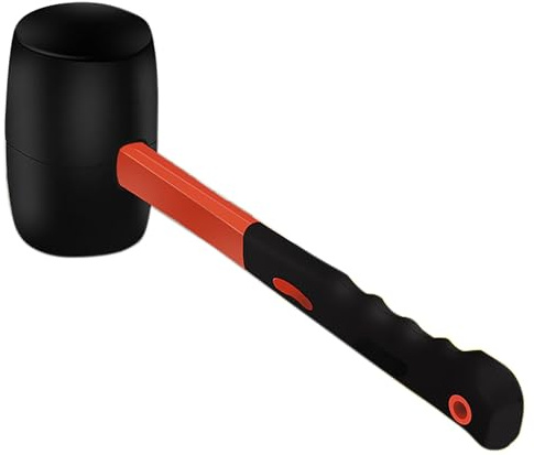 Rubber Hammer with Shock Absorbing Fibre Handle, 12 Oz Mallet for Camping, Floor Installation, Tent Stakes, Home Decoration(12 oz)