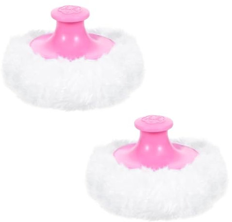 Ptwola 2 Stück Große Puderquaste Flauschiger Runde Ultraweich Schleife Körperquaste Kosmetischer Rosa Puderquasten Waschbare Plüsch Puderquaste Damenquaste für Neugeborene Babys Mädchen Reisebad