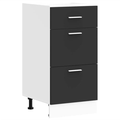 vidaXL Unterschrank Lyon Schwarz 40x46x81,5 cm Holzwerkstoff,Küchenschrank, Gastronomieschrank, Gastro Möbel, Küchenmöbel, Aufbewahrungsschrank