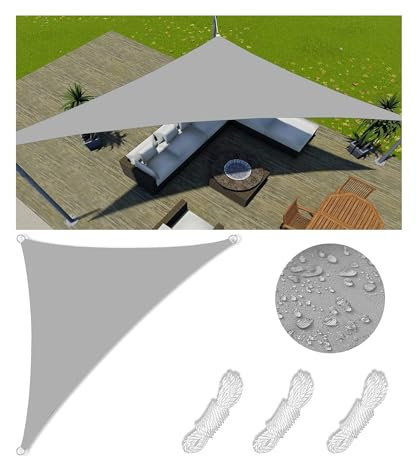 Sonnensegel Wasserdicht Dreieckig Viele Farbe Größe Balkon Sonnenschutz 98% UV Schutz Segeltuch Sonnensegel Markise Reißfest Wetterfest mit D-Ring und Kordel für Balkon Terrasse Garten 5.8x5.8x8.3M
