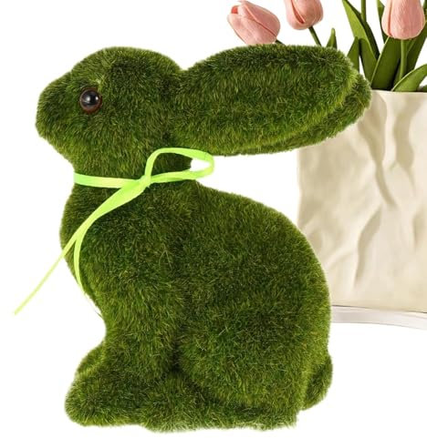 Yianyal Mooshase | Tischskulptur Ornament | Dekorative Gartenskulptur für Osterferien | Beflockte Tier Gartenskulptur Gartendekoration