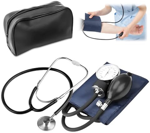 WDKXCN Blutdruckmessgerät Manuell mit Stethoskop, Aneroid Oberarm Manuelles Blutdruckmessgerät mit Tragetasche, Blutdruckmanschette Manuell für Krankenschwester Doktor Senior Erwachsene