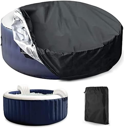 SJASD Spa Gonflable Protection Ronde Couverture Thermique Ronds Jardin,Housse de Protection Bache Protection Piscine pour Table Impermeable,Et Aux Rayons Oxford 210D,Black