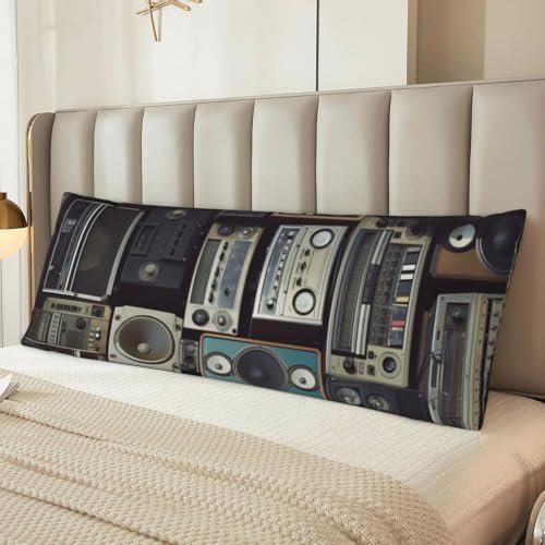 Boombox-Kissenbezug im Vintage-Stil, ultraweich, gemütlich, langer Kissenbezug mit Reißverschluss, dekorativer Kissenbezug, moderner Kissenbezug für Schlafzimmer, Couch, 50,8 x 137,2 cm