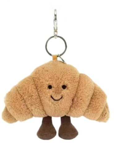 HSKRKOW Croissant Schlüsselanhänger Kinder bag charms croissant kuscheltier Plüsch Anhänger Tasche Deko Rucksack Tolle Geschenk Idee Weihnacht Geburtstag(A)