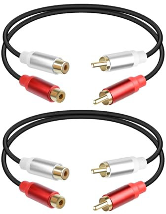 RIIEYOCA Cinch Audio Kabel 0,3m, Kurzes 2RCA Stecker auf 2RCA Buchse Stereo Audiokabel für Heimkino, Lautsprecher, Verstärker, Subwoofer, Stereoanlage (2PCS)
