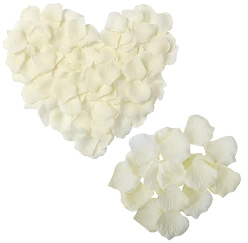 2000 Pièces Pétales de Rose Artificielles,Blanc Petale,Décoration Romantique pour Mariage,Saint Valentin,Centre de Table,Anniversaire
