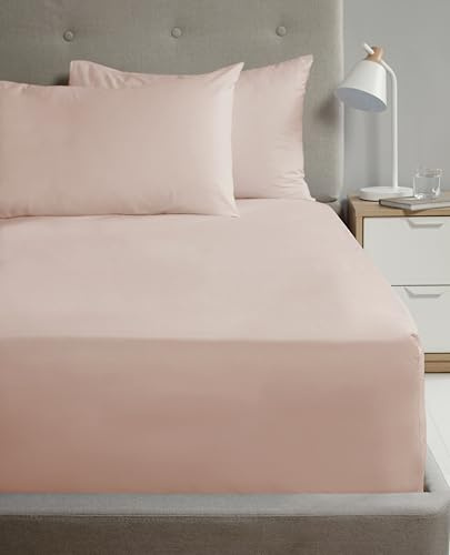 Rapport Home King Size Fitted Sheet Pink Percale Bed Sheet