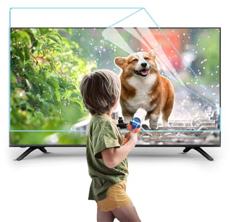 KELUNIS Protector de pantalla de TV anti-luz azul de 55 pulgadas, protectores de pantalla transparentes HD que bloquean los rayos UV, apto para televisores OLED, QLED, LED y LCD, fácil instalación,55