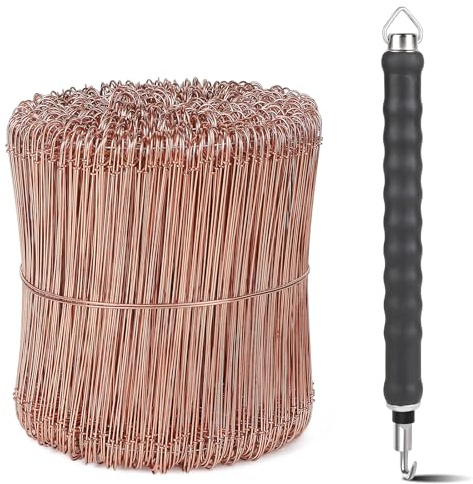 CPROSP Rödeldraht Verkupfertem(1000 Stk) mit Draht Driller, Set aus Betonbindedraht 160mm und Rödelzange 30cm, Drillapparat Draht für Verbinden von Bewehrungstahl, Zaunbau, Gärtner und Floristen