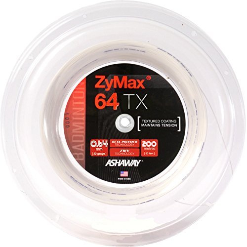 ASHAWAY ZyMax 64 TX Badminton-Saite – 200 m Rolle, Weiß