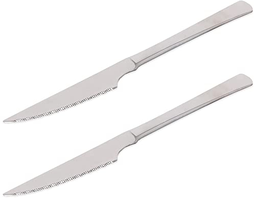Quttin - Set 2 Cuchillos de Carne 11 cm de Acero Inoxidable de 1,2 mm. Cuchillo un Pieza Monoblock. Pulido brillo espejo. Colección Madrid