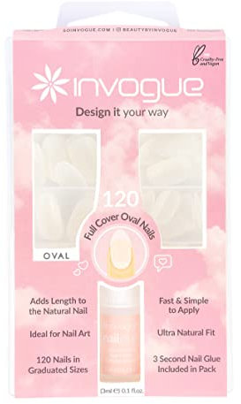 Invogue Full Cover Oval Nails - 120 Pieces
