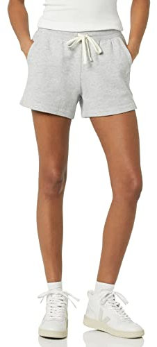 Amazon Essentials Pantaloncini in Pile con Tasche Donna, Grigio Chiaro Puntinato, XXL