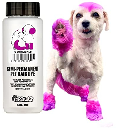 OPAWZ Semi-Permanente Chien Poils Teinture, Sécurisé Animaux Teinture pour Chiens, Chats et Tous les Animaux Pouvant être Baignés (Choquant Rose)