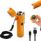 SKRFIRE Electric USB Rechargeable Lighter with LED Flashlight& Compass,Windproof Arc Lighters Waterproof,Dual Arc Plasma Lighter（Orange）