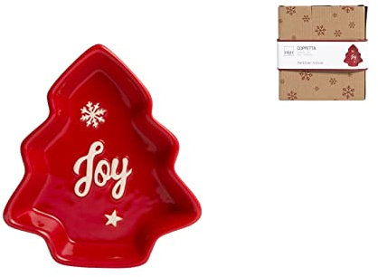 H&H Natale Piatto Albero, Ceramica, Joy, 15x13cm