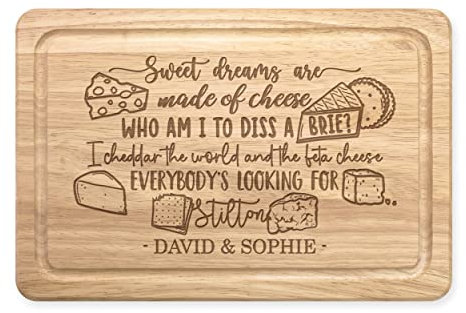 Personalised Sweet Dreams are Made of Cheese Board Rectangular Wooden Chopping Custom Christmas