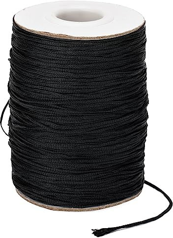 jijAcraft Cordón de nailon trenzado negro de 1,5 mm, 100 m de cuerda de jardín, color negro, resistente a la intemperie, resistente al desgarro, para jardinería, soporte de plantas, manualidades,