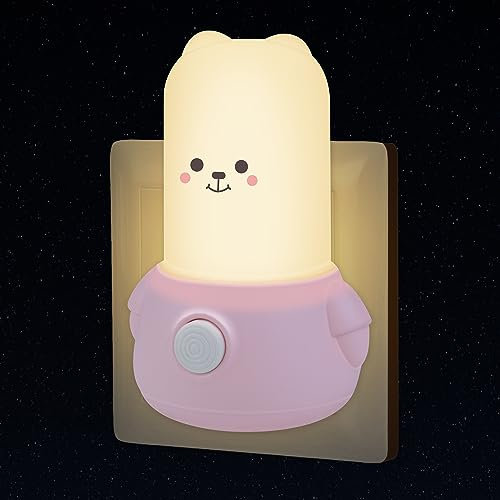 Annmore Baby Nachtlicht Bär mit Schalter für Steckdosen Nachttischlampe Wand Deko Kinderzimmer Schlaflicht Geschenk zur Geburt Junge