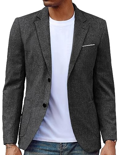 PaulJones Blazer da Uomo Classico Monopetto Slim Fit, Giacca Leggera da Completo M Grigio Scuro