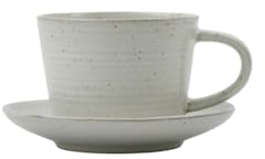 House Doctor Kaffeetasse mit Untertasse, Grau/weiß, Steinzeug, 230 ml, Tasse