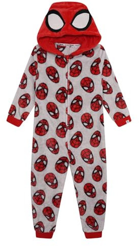 Marvel Comics Spiderman Onesie | Red Long Sleeve Cozy Nightwear for Boys, Ages 4 to 8