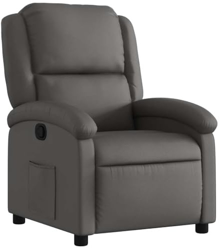 vidaXL Relaxsessel, Sessel mit Liegefunktion, Fernsehsessel TV Liegesessel für Wohnzimmer, Ruhesessel Polstersessel, Grau Echtleder