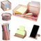 HurLuksi Pen Holder for Desk, 6 Pieces Mesh Desk Organiser Set, Rese Gold Desk Tidy with 3 Compartments pens holder, Mail Organizer Letter Holder, Home Office Supplies and Accessories (Rose Gold)