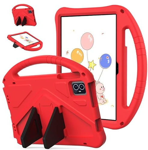 Funda para tablet Teclast M50 HD 10.1/M50 Pro 10.1 (2023), apta para niños, asa con soporte, cubierta protectora ligera de EVA, color rojo