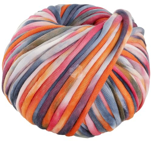 LANA GROSSA Gelato | Weiches, gefülltes Baumwoll-Schlauchbändchen mit buntem Sprenkeldruck | Handstrickgarn aus 52% Baumwolle & 48% Polyamid | 100g Wolle zum Stricken & Häkeln | 80m Garn FB 1