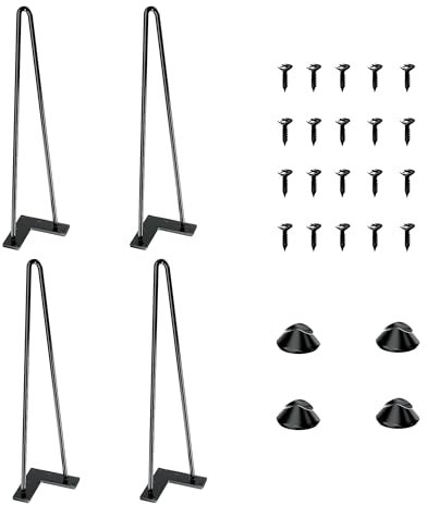 SANKEYTEW 51cm tischbeine Metall, 4er Set haarnadel tischbeine,füße für möbel couchtisch Beine esstisch,mit Bodenschoner und Schrauben Verfügbar (51cm 2 Rod)
