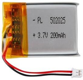 Batterie Lipo 3,7 V, 200 mAh 502025 lithium-polymère avec connexion 2P-PH avec pas de 2,0 mm