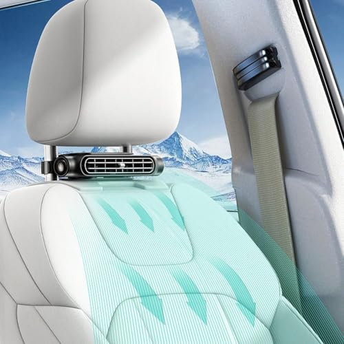 DAZZLEEX Ventilatore per auto per sedile posteriore, 3000 mAh, portatile, velocità regolabile, adatto per bambini e cani (nero)
