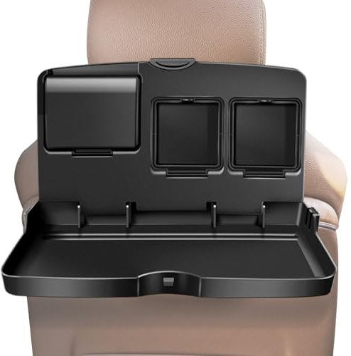 Tablette pour siège arrière – Bureau de Voiture avec Porte-gobelet pour Ordinateur Portable et Repas | Poste de Travail Pliable pour Voyage, Plateau de Rangement pour siège arrière pour suvs, Camion,