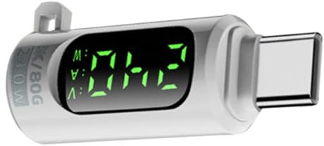 USB C Meter, Digital USB C Tester with LED Display, Aluminum Alloy High-Speed 240W PD 3.1 40Gbps Adapter Cable, 4K Video Output, Data Transfer Speed Monitor for Phones and More, 3.6x1.3x1.3cm