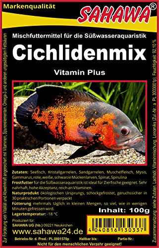 SAHAWA Frostfutter 5×100 g Barschfutter – Cichlidenmix mit 30 Portionen | Hochwertiges Futter für alle Cichlidenarten