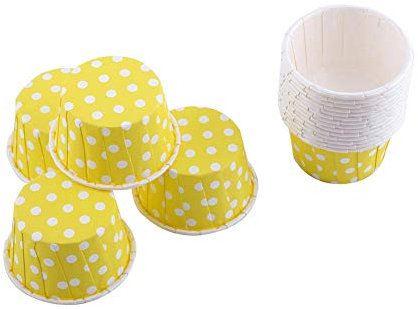 100 Stück Papierbackförmchen, fettdichtes Papier, Cupcake-Förmchen, Muffin-Backförmchen, Dekorationsförmchen, 8 Farben zur Auswahl (gelb)