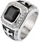 Mianova Herren Ring Edelstahl Massiv Breit Herrenring Männer Biker Rocker Schmuck Kreuz schwarzer Kristall Quadrat Silber Größe 68 (21.6)