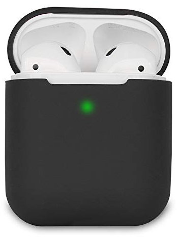 KOKOKA Schutzhülle Hülle Kompatibel mit AirPods 2, KOKOKA Silikon für AirPods 2 Schutzhülle Hülle LED an der Frontseite Sichtbar, Schwarz