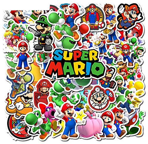 Qemsele Aufkleber für Kinder Kleinkinder, 100 Stück Kinderaufkleber Superheld Aufkleber Sticker für Erwachsene Mädchen Jungen Laptop-Skateboard-Gepäck-Aufkleber Graffiti-Patches-Aufkleber(Mario)